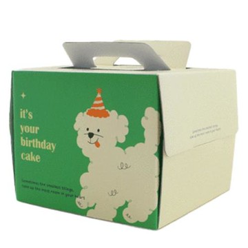 Hello Morris 小白與Solnyang 高款戚風蛋糕盒 1號  綠色 + 米色  3個