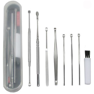 月陽8件式不銹鋼彈力螺旋安全耳勺耳扒棒組(E89S)