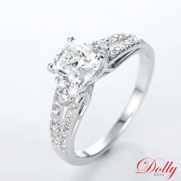 Dolly 18K金 天然鑽石1克拉枕型車工求婚戒指-003