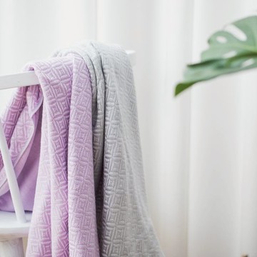 雲御織 MIT 菱紋四層紗布浴巾2入組 - 紫色＋紫色