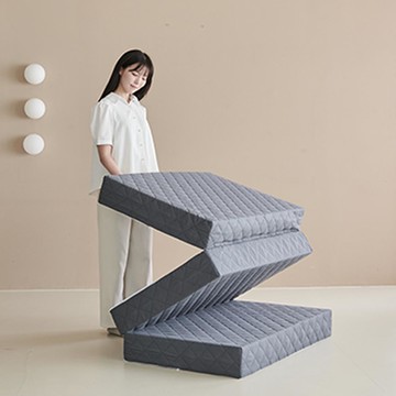 HOME JOBS 三折式床墊上墊  15cm  炭灰色  雙人加大