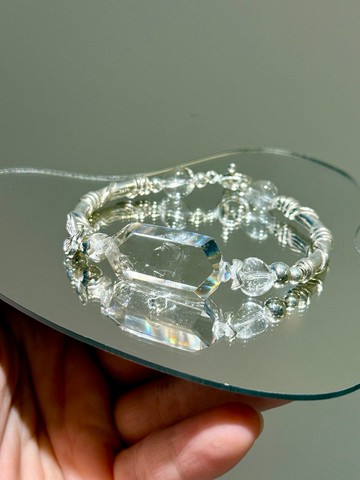 收藏級雙水膽水晶白水晶純銀設計款手鏈