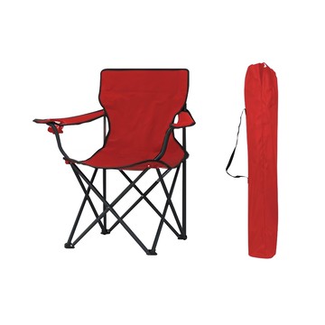 加大素面戶外折疊椅 鋼管+600D PVC牛津布 適合戶外露營使用 最大承重90KG  紅色  1個