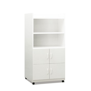 ASSARI-防潮防蛀塑鋼緩衝四門開放碗盤櫃-附輪(寬64x深42x1白色