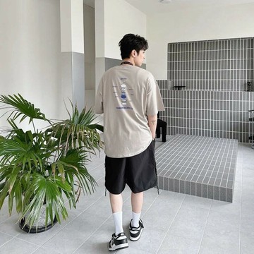 漢堡分解-韓版-短T 短袖 寬鬆落肩 男女可(石灰色)    Concept Design