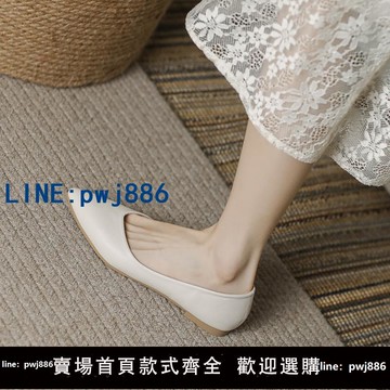 【便宜有好貨】真皮平底鞋為婦女2025新的軟底溫柔的尖頭奶奶鞋單腿大尺寸淺口工作鞋