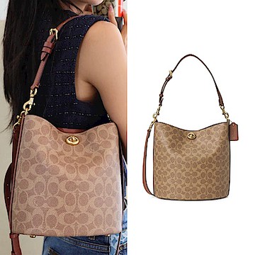 COACH  專櫃款WILLOW／CASSIE 手提斜背水桶包(多色選)