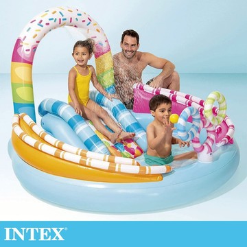 【INTEX】多彩糖果戲水池/泳池/戲水池/兒童泳池/充氣泳池/浮排/泳圈(容水量165L) 適2歲+(57144NP)