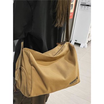 簡約休閑帆布包女斜挎郵差包輕便收納背包大容量旅行包運動健身包