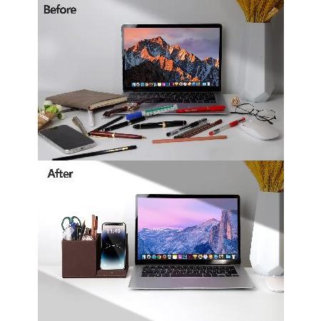 Desk Supplies Organizer, Multi-Functional Pencil Pen Holder with Wireless Charger, Desktop Stationery Organizer, Home Office Supply Storag(並行輸入品)