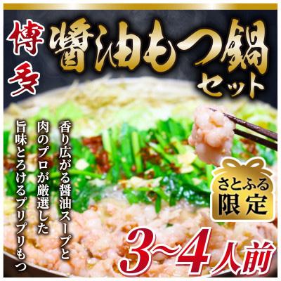 ふるさと納税 大刀洗町 博多醤油もつ鍋 3〜4人前セット(大刀洗町)