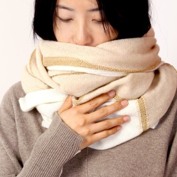 現貨+預購 圍巾羊毛披肩-金絲拼接拼色針織女配件74bq4【獨家進口】【米蘭精品】