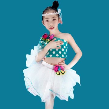 女孩舞蹈蓬蓬白紗裙六一兒童表演服裝幼兒現代爵士舞小精靈演出服