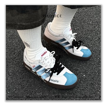 【HAO NICE】客製adidas VL Court 2.0️丹寧風 翻毛皮 藍灰 板鞋 休閒鞋 假一賠十 配合legit 驗貨