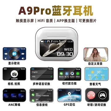 新品上市!!熱門爆品！！新款藍牙耳機A9pro無線入耳式ANC主動降噪智能彩色顯示萤幕