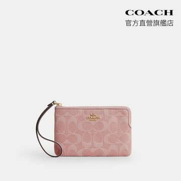【COACH】經典 SIGNATURE丹寧布拉鍊手腕包(CDF27)｜官方直營