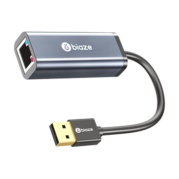 biaze 畢亞茲 USB2.0轉RJ45網線介面轉接頭 ABS外殼  黑色  1個