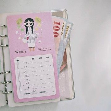 女子誌週預算袋 I 日花費 餐費分配  I 適用A6活頁本
