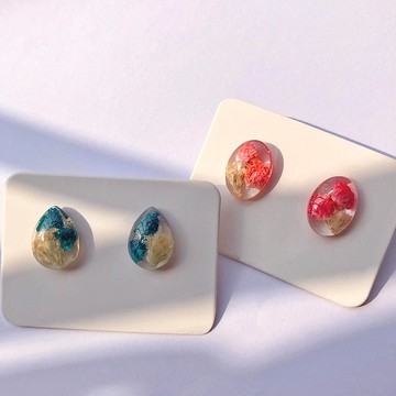 寒日 暖日小耳環 手作 乾燥花 日本樹脂 真花