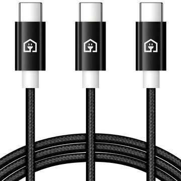 Home Planet Type-C 編織快速充電線  2m  黑色  3個