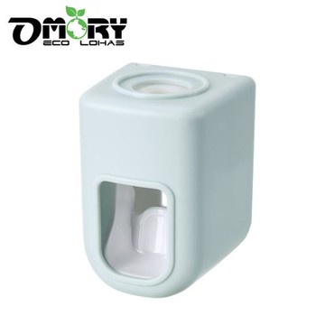 OMORY無痕壁貼半自動擠牙膏器-水藍