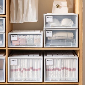 日式收納箱 衣服收納箱 整理抽屜 抽屜收納箱 可堆疊 大容量收納櫃收納箱抽屜式收納盒家用塑料透明衣服衣物儲物內衣整理箱收