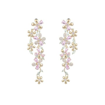 【巴黎精品】現貨+預購 鋯石耳環925純銀耳針-誇張長款花朵生日母親節禮物女飾品p1bk55