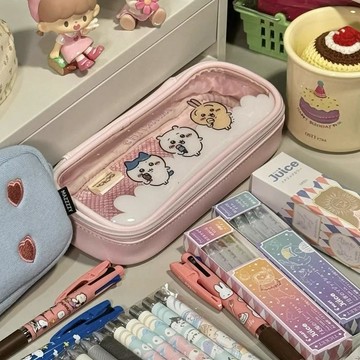 可愛鉛筆盒🎀 Chiikawa高顏值筆袋可愛透明高顏值學生爆款大容量學習文具收納袋 鉛筆盒 可愛筆袋