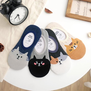 韓國襪大頭貓咪隱形襪-多色任選