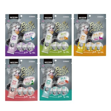 Seeds聖萊西【 70g (7g*10包) x 24入組】Puffy帕菲-Nee泥泥愛貓肉泥條 (購買第二件贈送寵喵樂-貓草玩具x1包)