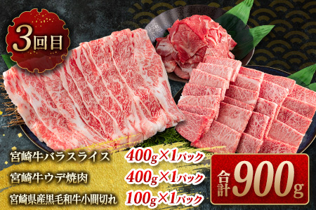 数量限定≪3か月お楽しみ定期便≫宮崎牛スライス＆焼肉セット(総重量1.8kg)　肉　牛　牛肉　国産 GG5-23