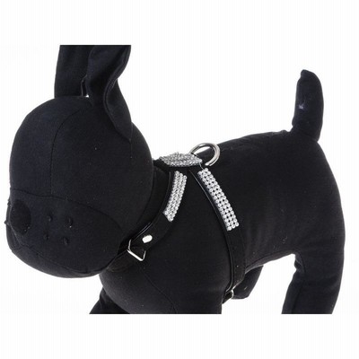 ペット 中小型犬など ラインストーン ハーネス 胴輪 /Lサイズ#ブラック