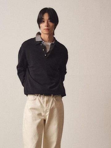 3 Buttons Collar Knit_Black
