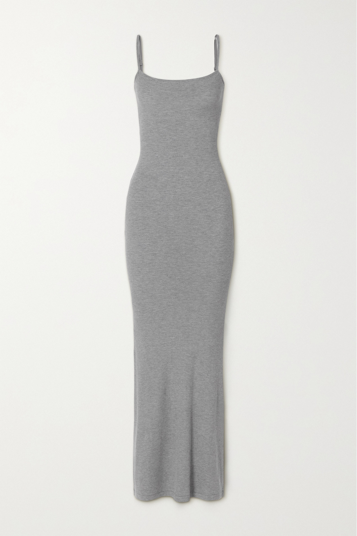 Skims - Soft Lounge Ribbed Stretch-modal Jersey Maxi Dress - Heather Grey - Gray - 2XL