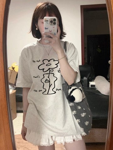 短袖T恤款夏季穿搭新款爆款今年流行的初夏設計感女生上衣 慵懶風 男生短袖 oversize寬鬆 韓版短T 圓領半袖