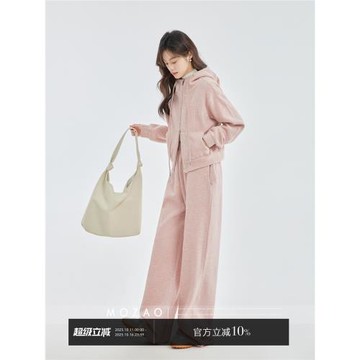 「摩造」雙拉鏈抽繩設計感外套女202秋季新款連帽寬松短款上衣