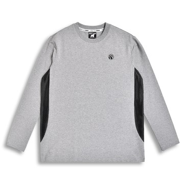 KINGO男款｜灰色網布長袖T恤 521109