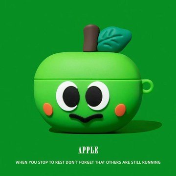 搞怪 可愛 青蘋果 軟殼 適用於AirPods Pro3 保護殼 1/2/3/4代耳機殼 Pro2 保護套 軟殼 防摔殼