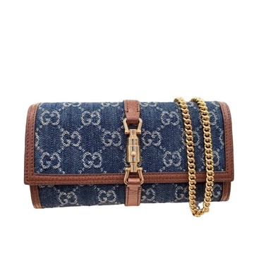 Gucci 652681 Jackie 1961 長夾WOC 鍊條包 牛仔丹寧色/附可拆卸長鏈帶【促銷品】