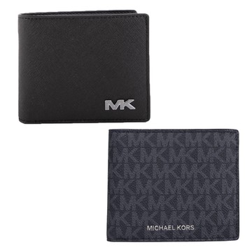 Michael Kors 防刮皮革/滿版LOGO 對開短夾(多款任選)