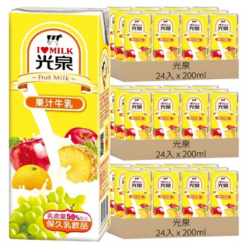 光泉 果汁牛乳  72入  200ml