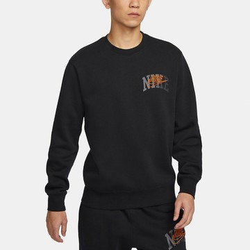 S.G Nike Club BB Crew FV4446-010 男款長袖 黑 橘 內刷毛 刺繡 基本款 大學T