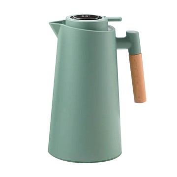 理享家 真空玻璃內膽 溫度顯示 大容量保溫瓶 AS176-4 嫩綠青 1L 一鍵出水  1個