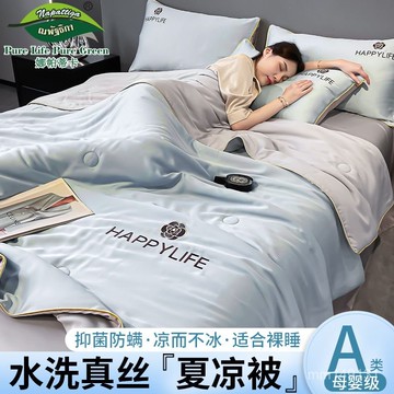 涼感床包組 冰絲床包 空調被 床單 雙人/雙人加大床包組 NAPATTIGA冰絲空調被夏涼被四件套涼感絲夏被夏天薄被子可