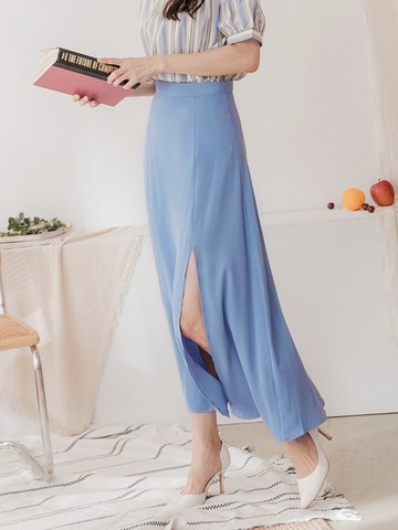 側開衩飄逸浪漫A字長裙