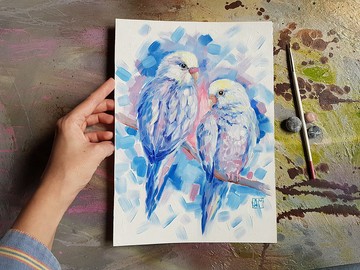 原始動物-鸚鵡藝術品手繪油畫