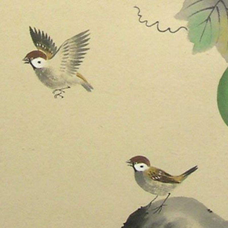雀 六瓢 軟らか 掛け軸