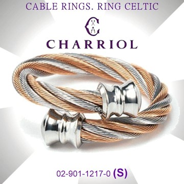 CHARRIOL夏利豪 Ring Celtic鋼索戒指-扯鈴飾頭玫瑰金雙色鋼索S款 C6(02-901-1217-0)