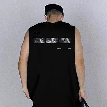 潮牌 美式 ins 無袖 背心 男 夏季  圓領 運動 百搭 坎肩t恤 男生 休閒 痞帥 印花 背心男 （XE347）