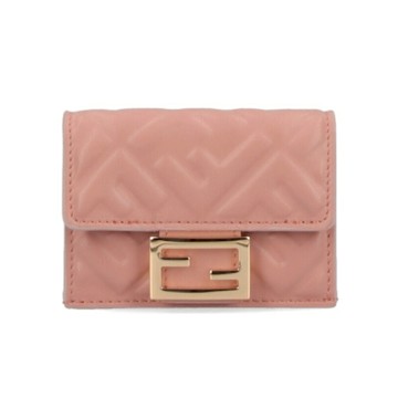 FENDI 芬迪 Micro Trifold Baguette 微型 三摺疊 納帕皮革 卡夾 短夾 皮夾 粉紅色 8M0395